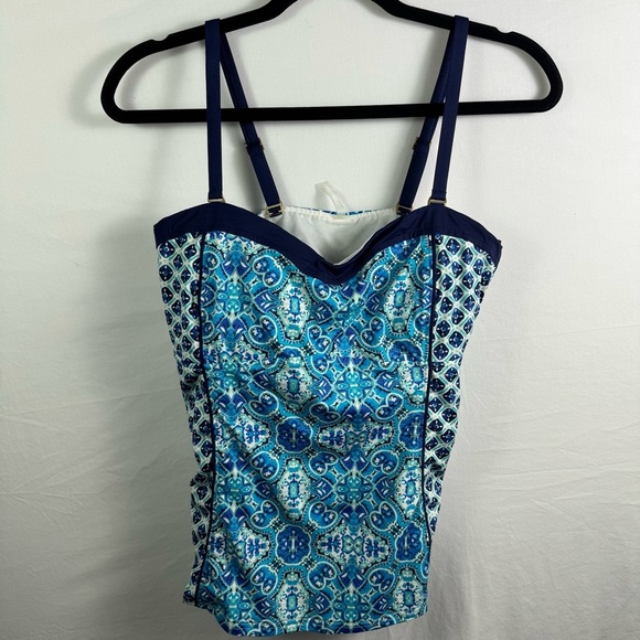 Lands' End Blue and White Swim Top Women’s Size 12 - Picture 1 of 4